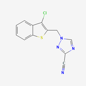 molecular formula C12H7ClN4S B7483510 1-[(3-Chloro-1-benzothiophen-2-yl)methyl]-1,2,4-triazole-3-carbonitrile 