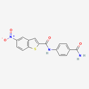 molecular formula C16H11N3O4S B7483527 N-(4-carbamoylphenyl)-5-nitro-1-benzothiophene-2-carboxamide 