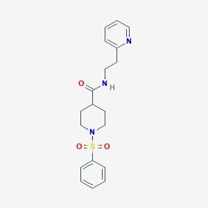 molecular formula C19H23N3O3S B7483616 1-(benzenesulfonyl)-N-(2-pyridin-2-ylethyl)piperidine-4-carboxamide 