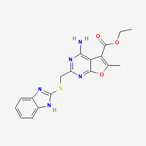 molecular formula C18H17N5O3S B7483638 ethyl 4-amino-2-(1H-benzimidazol-2-ylsulfanylmethyl)-6-methylfuro[2,3-d]pyrimidine-5-carboxylate 