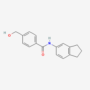 molecular formula C17H17NO2 B7483667 N-(2,3-dihydro-1H-inden-5-yl)-4-(hydroxymethyl)benzamide 