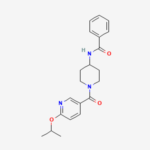 molecular formula C21H25N3O3 B7483730 N-[1-(6-propan-2-yloxypyridine-3-carbonyl)piperidin-4-yl]benzamide 