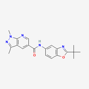 molecular formula C20H21N5O2 B7483783 N-(2-tert-butyl-1,3-benzoxazol-5-yl)-1,3-dimethylpyrazolo[3,4-b]pyridine-5-carboxamide 