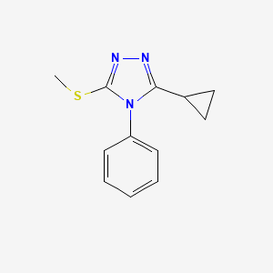 molecular formula C12H13N3S B7483912 3-cyclopropyl-5-(methylsulfanyl)-4-phenyl-4H-1,2,4-triazole 