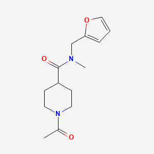 molecular formula C14H20N2O3 B7483945 1-acetyl-N-(furan-2-ylmethyl)-N-methylpiperidine-4-carboxamide 