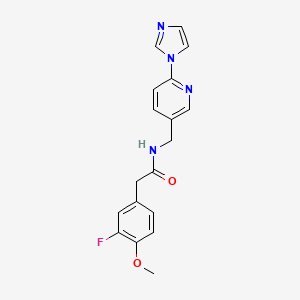 molecular formula C18H17FN4O2 B7484073 2-(3-fluoro-4-methoxyphenyl)-N-[(6-imidazol-1-ylpyridin-3-yl)methyl]acetamide 