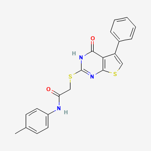 molecular formula C21H17N3O2S2 B7484136 N-(4-methylphenyl)-2-[(4-oxo-5-phenyl-3H-thieno[2,3-d]pyrimidin-2-yl)sulfanyl]acetamide 