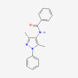 molecular formula C18H17N3O B7484213 N-(3,5-dimethyl-1-phenylpyrazol-4-yl)benzamide 