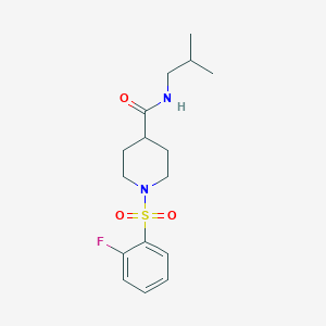 molecular formula C16H23FN2O3S B7484252 1-(2-fluorophenyl)sulfonyl-N-(2-methylpropyl)piperidine-4-carboxamide 