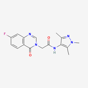 molecular formula C16H16FN5O2 B7484384 2-(7-fluoro-4-oxoquinazolin-3-yl)-N-(1,3,5-trimethylpyrazol-4-yl)acetamide 