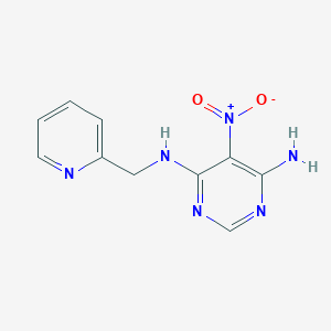 molecular formula C10H10N6O2 B7484386 5-nitro-4-N-(pyridin-2-ylmethyl)pyrimidine-4,6-diamine 