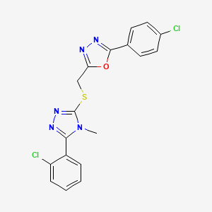 2-(4-Chlorophenyl)-5-[[5-(2-chlorophenyl)-4-methyl-1,2,4-triazol-3-yl]sulfanylmethyl]-1,3,4-oxadiazole