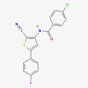 4-chloro-N-[2-cyano-5-(4-fluorophenyl)thiophen-3-yl]benzamide