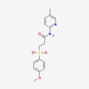 molecular formula C16H18N2O4S B7484560 3-(4-methoxyphenyl)sulfonyl-N-(5-methylpyridin-2-yl)propanamide 