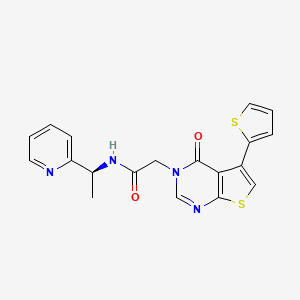 molecular formula C19H16N4O2S2 B7484593 2-(4-oxo-5-thiophen-2-ylthieno[2,3-d]pyrimidin-3-yl)-N-[(1S)-1-pyridin-2-ylethyl]acetamide 