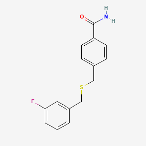 molecular formula C15H14FNOS B7484612 4-[(3-Fluorophenyl)methylsulfanylmethyl]benzamide 