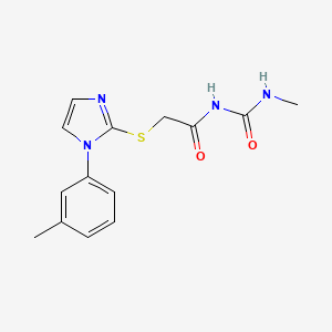 molecular formula C14H16N4O2S B7484662 N-(methylcarbamoyl)-2-[1-(3-methylphenyl)imidazol-2-yl]sulfanylacetamide 