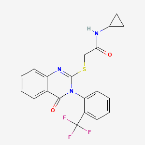 molecular formula C20H16F3N3O2S B7484670 N-cyclopropyl-2-[4-oxo-3-[2-(trifluoromethyl)phenyl]quinazolin-2-yl]sulfanylacetamide 