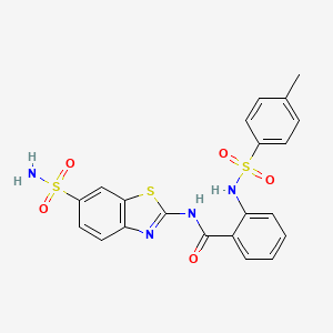 molecular formula C21H18N4O5S3 B7484681 2-[(4-methylphenyl)sulfonylamino]-N-(6-sulfamoyl-1,3-benzothiazol-2-yl)benzamide 