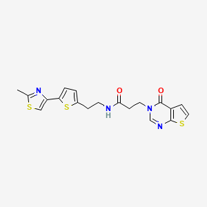 molecular formula C19H18N4O2S3 B7484721 N-[2-[5-(2-methyl-1,3-thiazol-4-yl)thiophen-2-yl]ethyl]-3-(4-oxothieno[2,3-d]pyrimidin-3-yl)propanamide 