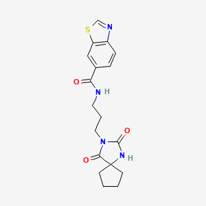 N-[3-(2,4-dioxo-1,3-diazaspiro[4.4]nonan-3-yl)propyl]-1,3-benzothiazole-6-carboxamide