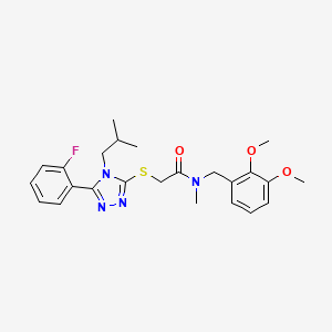 N-[(2,3-dimethoxyphenyl)methyl]-2-[[5-(2-fluorophenyl)-4-(2-methylpropyl)-1,2,4-triazol-3-yl]sulfanyl]-N-methylacetamide