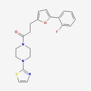 molecular formula C20H20FN3O2S B7484821 3-[5-(2-Fluorophenyl)furan-2-yl]-1-[4-(1,3-thiazol-2-yl)piperazin-1-yl]propan-1-one 