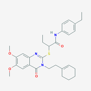 2-{[3-(2-cyclohex-1-en-1-ylethyl)-6,7-dimethoxy-4-oxo-3,4-dihydroquinazolin-2-yl]thio}-N-(4-ethylphenyl)butanamide