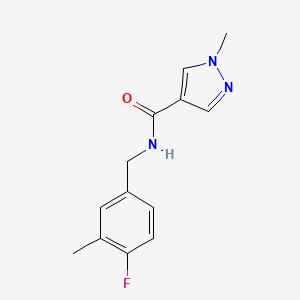 molecular formula C13H14FN3O B7484879 N-[(4-fluoro-3-methylphenyl)methyl]-1-methylpyrazole-4-carboxamide 