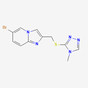 molecular formula C11H10BrN5S B7484945 6-Bromo-2-[(4-methyl-1,2,4-triazol-3-yl)sulfanylmethyl]imidazo[1,2-a]pyridine 