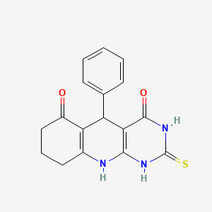 molecular formula C17H15N3O2S B7484968 5-Phenyl-2-sulfanylidene-1,5,7,8,9,10-hexahydropyrimido[4,5-b]quinoline-4,6-dione 