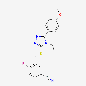 3-[[4-Ethyl-5-(4-methoxyphenyl)-1,2,4-triazol-3-yl]sulfanylmethyl]-4-fluorobenzonitrile