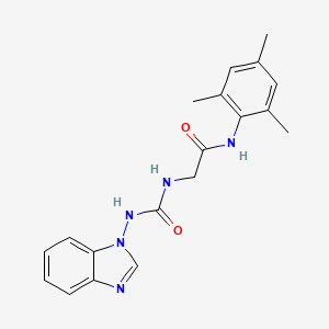 molecular formula C19H21N5O2 B7485004 2-(benzimidazol-1-ylcarbamoylamino)-N-(2,4,6-trimethylphenyl)acetamide 