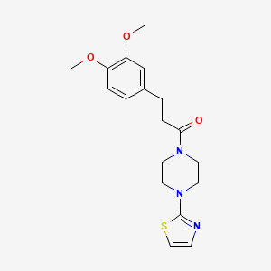 molecular formula C18H23N3O3S B7485042 3-(3,4-Dimethoxyphenyl)-1-[4-(1,3-thiazol-2-yl)piperazin-1-yl]propan-1-one 