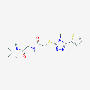 molecular formula C16H23N5O2S2 B7485124 N-tert-butyl-2-[methyl-[2-[(4-methyl-5-thiophen-2-yl-1,2,4-triazol-3-yl)sulfanyl]acetyl]amino]acetamide 