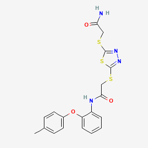 2-[[5-[2-[2-(4-Methylphenoxy)anilino]-2-oxoethyl]sulfanyl-1,3,4-thiadiazol-2-yl]sulfanyl]acetamide