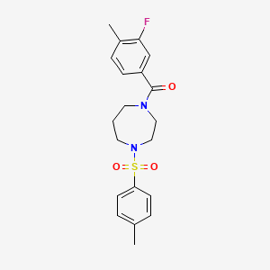 molecular formula C20H23FN2O3S B7485235 (3-Fluoro-4-methylphenyl)-[4-(4-methylphenyl)sulfonyl-1,4-diazepan-1-yl]methanone 