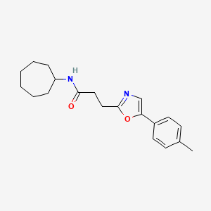 molecular formula C20H26N2O2 B7485267 N-cycloheptyl-3-[5-(4-methylphenyl)-1,3-oxazol-2-yl]propanamide 