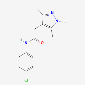 molecular formula C14H16ClN3O B7485289 N-(4-chlorophenyl)-2-(1,3,5-trimethylpyrazol-4-yl)acetamide 