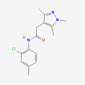 molecular formula C15H18ClN3O B7485345 N-(2-chloro-4-methylphenyl)-2-(1,3,5-trimethylpyrazol-4-yl)acetamide 