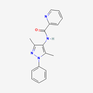 molecular formula C17H16N4O B7485373 N-(3,5-dimethyl-1-phenylpyrazol-4-yl)pyridine-2-carboxamide 