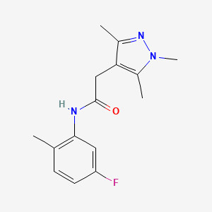 molecular formula C15H18FN3O B7485395 N-(5-fluoro-2-methylphenyl)-2-(1,3,5-trimethylpyrazol-4-yl)acetamide 