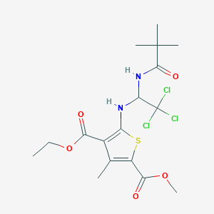 4-O-ethyl 2-O-methyl 3-methyl-5-[[2,2,2-trichloro-1-(2,2-dimethylpropanoylamino)ethyl]amino]thiophene-2,4-dicarboxylate