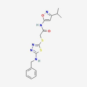 2-[[5-(benzylamino)-1,3,4-thiadiazol-2-yl]sulfanyl]-N-(3-propan-2-yl-1,2-oxazol-5-yl)acetamide