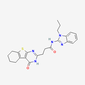 3-(4-oxo-5,6,7,8-tetrahydro-3H-[1]benzothiolo[2,3-d]pyrimidin-2-yl)-N-(1-propylbenzimidazol-2-yl)propanamide