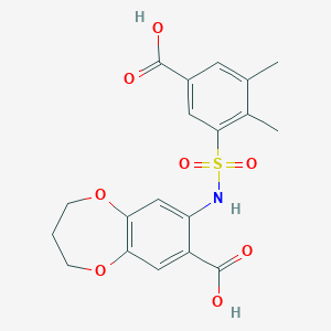 molecular formula C19H19NO8S B7485527 7-[(5-carboxy-2,3-dimethylphenyl)sulfonylamino]-3,4-dihydro-2H-1,5-benzodioxepine-8-carboxylic acid 