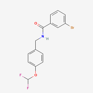 molecular formula C15H12BrF2NO2 B7485606 3-bromo-N-[[4-(difluoromethoxy)phenyl]methyl]benzamide 