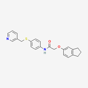 molecular formula C23H22N2O2S B7485642 2-(2,3-dihydro-1H-inden-5-yloxy)-N-[4-(pyridin-3-ylmethylsulfanyl)phenyl]acetamide 