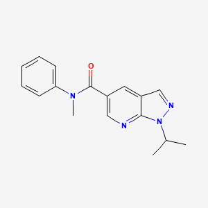 molecular formula C17H18N4O B7485666 N-methyl-N-phenyl-1-propan-2-ylpyrazolo[3,4-b]pyridine-5-carboxamide 