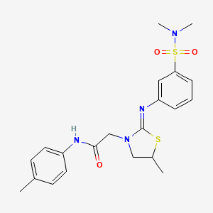 molecular formula C21H26N4O3S2 B7485746 2-[2-[3-(dimethylsulfamoyl)phenyl]imino-5-methyl-1,3-thiazolidin-3-yl]-N-(4-methylphenyl)acetamide 